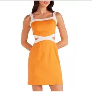 🌷🍁MINKPINK Orange Sheath Mini Dress Square Neck Sleeveless